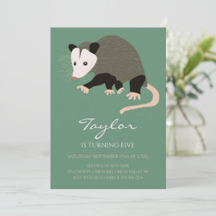 Possum Opossum Personalized Birthday Party Invitation