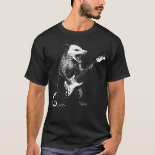 Possum Playing Guitar Funny Animal Retro Guitar Lo T-Shirt