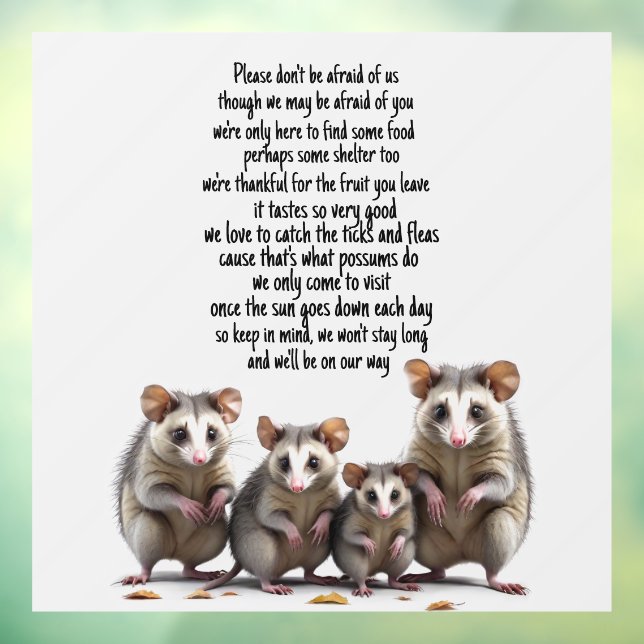 Possum Poem Window Cling (Sheet 3)