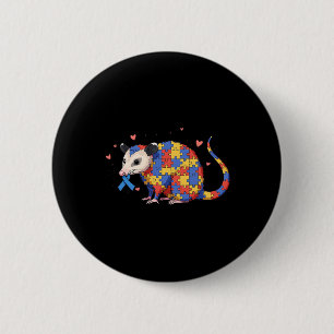 Possum Puzzle Autism Awareness Autistic Womens Men 2 Inch Round Button