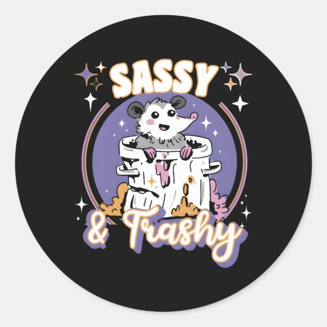 Possum Sassy Trashy Possum Classic Round Sticker (Front)