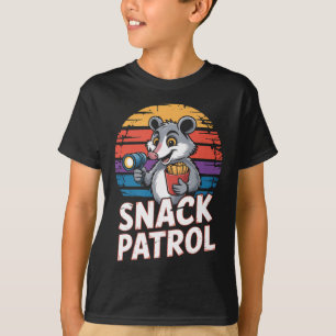 Possum Snacks Patrol With Flashlight And Chips Hum T-Shirt
