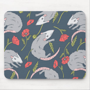 Possums and Poppy Flower Mousepad