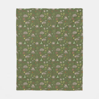 Possums in a Berry Field in Green Fleece Blanket