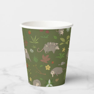 Possums in a Berry Field in Green Paper Cups
