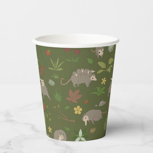 Possums in a Berry Field in Green Paper Cups (Front)