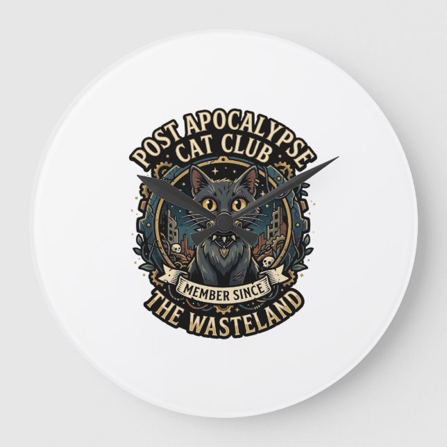 Post Apocalypse Cat Cat Dad Gift Idea - Post Apoca Large Clock (Front)