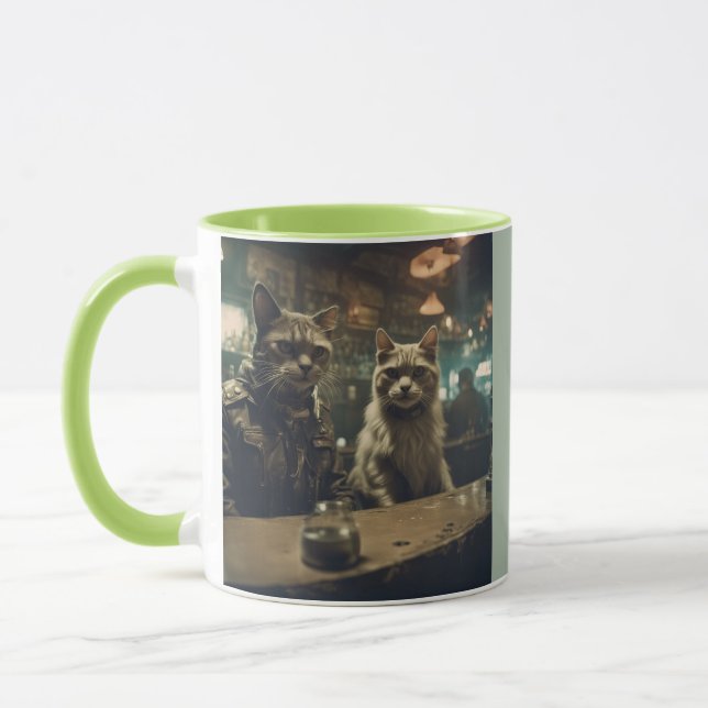 Post Apocalyptic Cats in a bar Mug (Left)