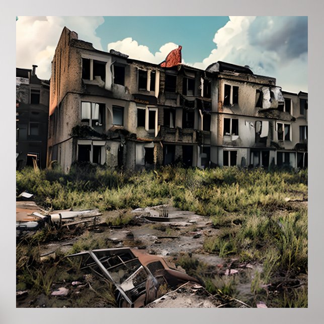 Post Apocalyptic Destruction | Abandoned Buildings Poster (Front)