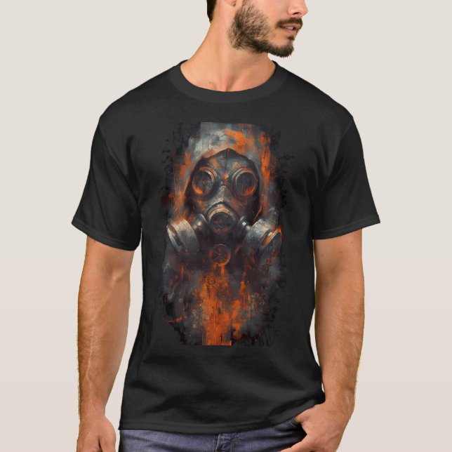 Post-Apocalyptic Gas Mask Dark Industrial T-Shirt (Front)