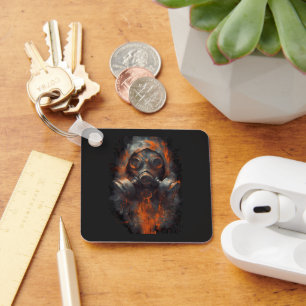 Post Apocalyptic Gas Mask Toxic Grunge Keychain