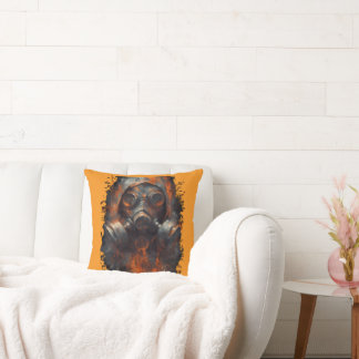 Post Apocalyptic Gas Mask Toxic Grunge Throw Pillow