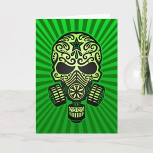 Post Apocalyptic Sugar Skull, green Card