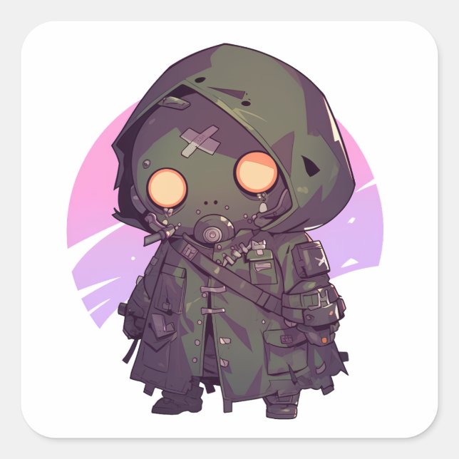 Post Apocalyptic Wanderer in anime style Sticker (Front)