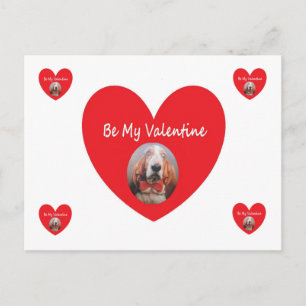 Post Card Basset Hound Red Heart Be My Valentine