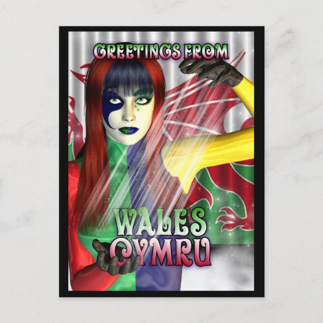 Post Card Greetings From Wales, Cymru, Dragon (Front)