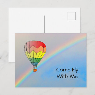 Post card - Hot Air Balloon and Rainbow
