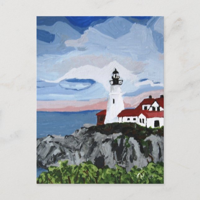 Post Card: Portland Head Light painting Postcard (Front)