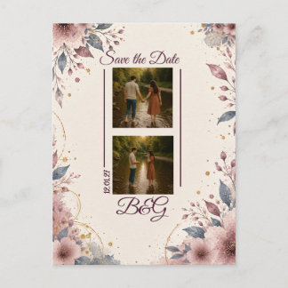 Post Card Save the Date Floral Watercolor