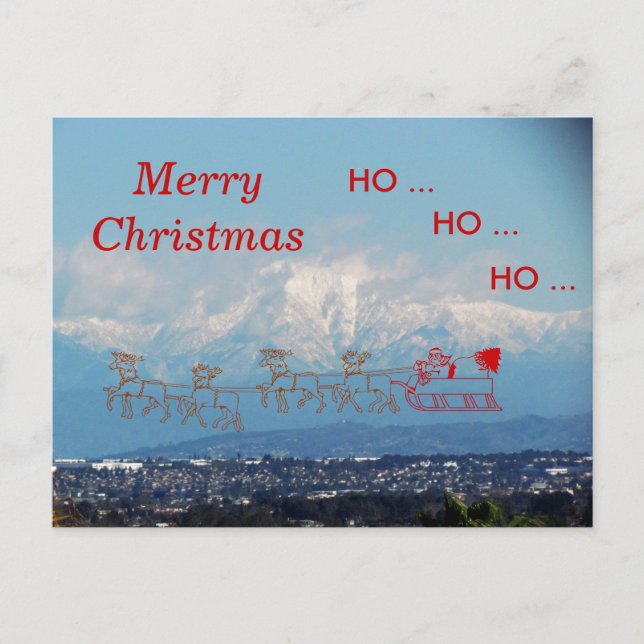 Post card – Sleigh and Santa Over SoCal (Front)