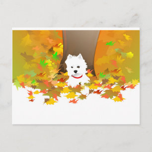Post Card - Westie Autumn Leaves