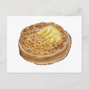 post card with hand drawn crumpet illustration