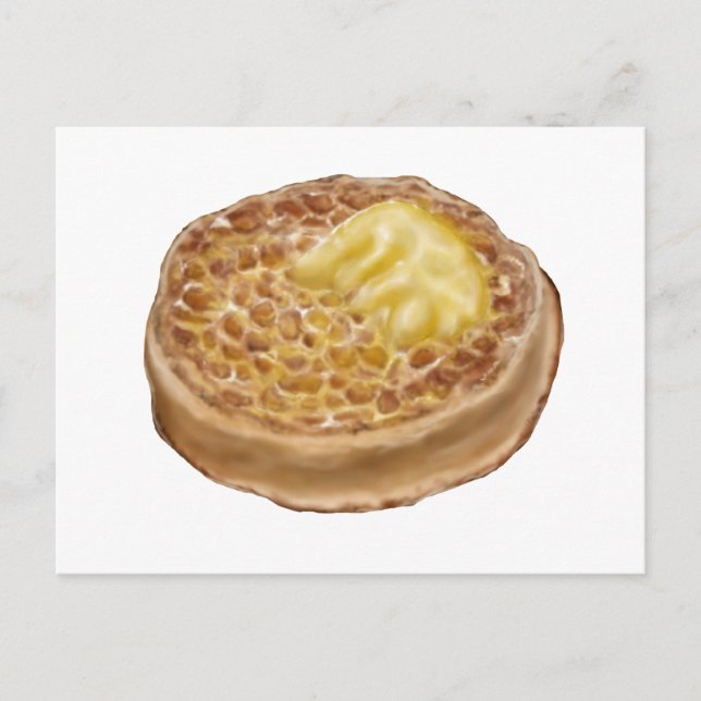post card with hand drawn crumpet illustration (Front)