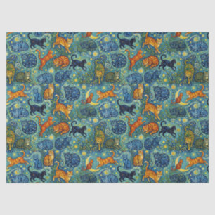 Post Impressionist Style Cats Tissue Paper