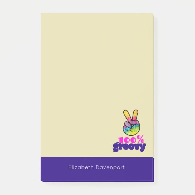 Post-it® 100% Groovy Rainbow Hand Peace Sign (Devant)
