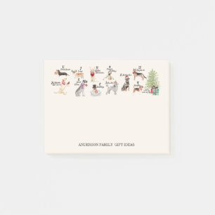 Post-it® 12 chiens de Noël dans des notes d'écharpes de