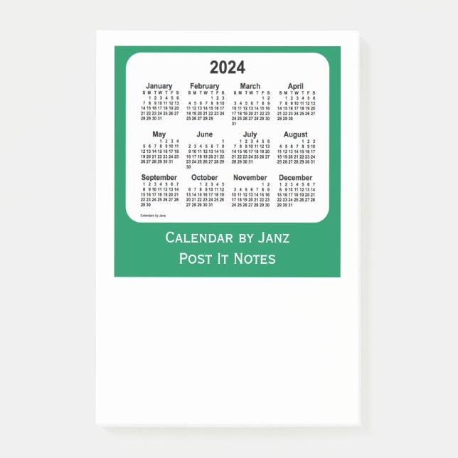 Post-it® 2024 Sea Green Post It Notes Calendars par Janz (Devant)