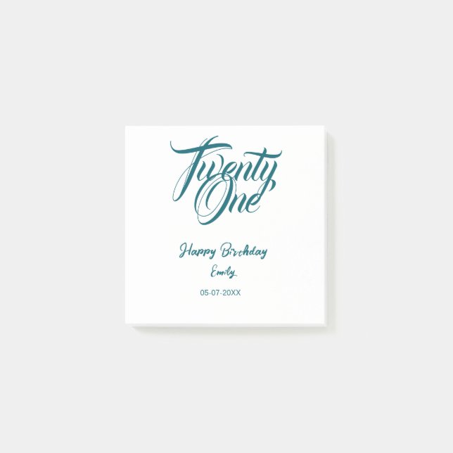 Post-it® 21st birthday add name date year blue template thi (Devant)