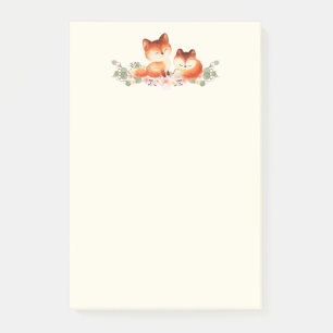 Post-it® 2 mignons Petits Renards Rouges Aquarelle Design