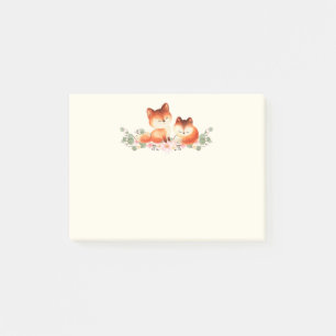Post-it® 2 mignons Petits Renards Rouges Aquarelle Design