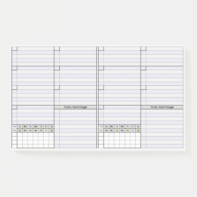 Post-it® 2 par page hebdomadaire non daté (Devant)