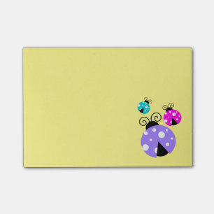 Post-it® 3 coccinelles en rose et bleu violet