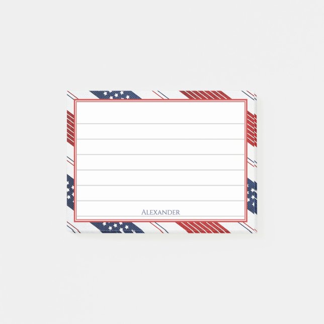 Post-it®  4 juillet | Motif Diagonal Stars & Stripes (Devant)