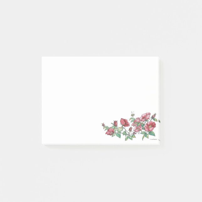 Post-it® 4 x 3 Alaska Sitka Rose avec notes post-it (Devant)