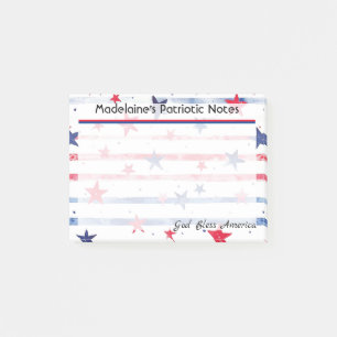 Post-it® 4" x 3" Patriotique bleu & rouge étoiles et rayure