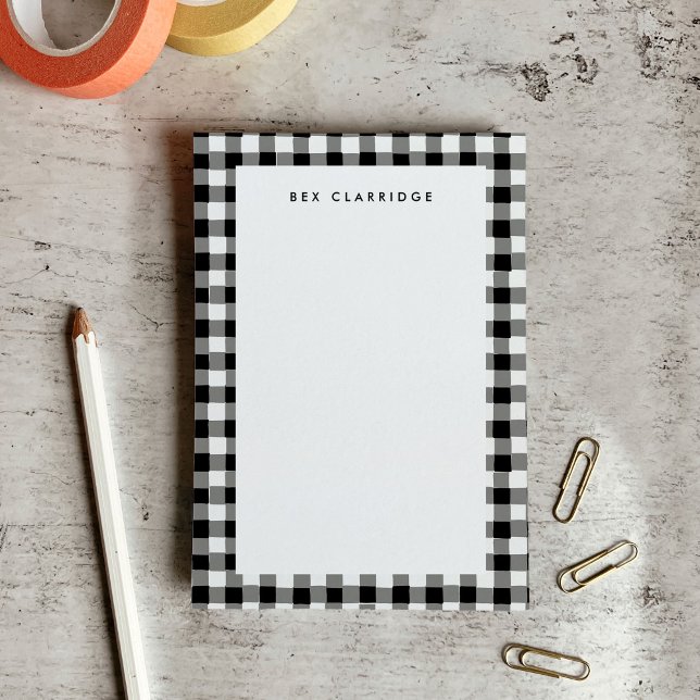 Post-it® À damiers noir et blanc Personnalisé (Black and White Checkered Personalized Post-it Notes)