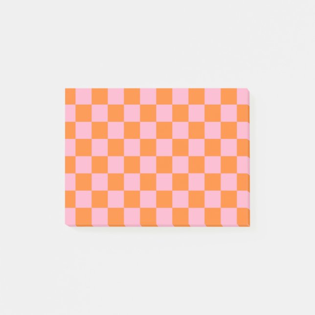 Post-it® à damiers orange et rose (Devant)