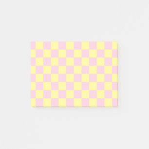 Post-it® à damiers rose et jaune doux