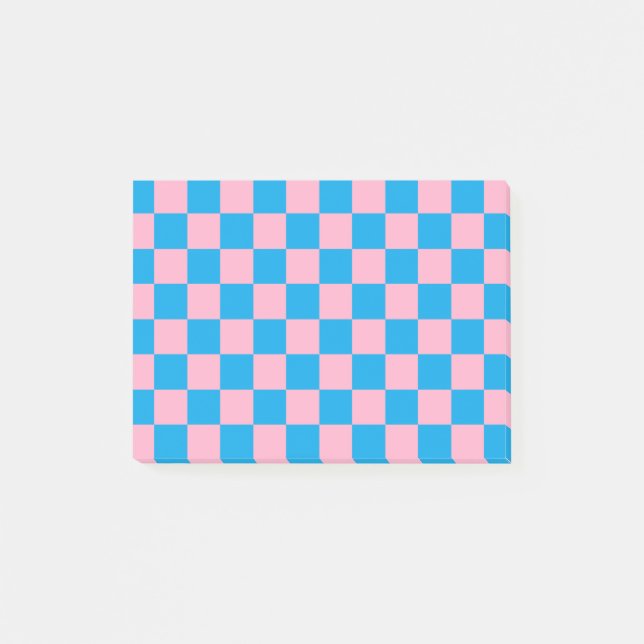Post-it® à damiers rose et turquoise (Devant)