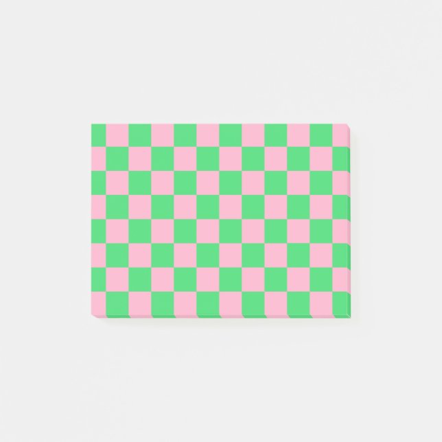 Post-it® à damiers vert et rose (Devant)