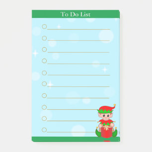 Post-it® À faire Liste et joli elfe de Noël sur bleu clair