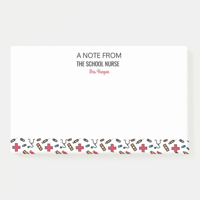 Post-it® A personnalisé une note de l'infirmière d'école (Devant)
