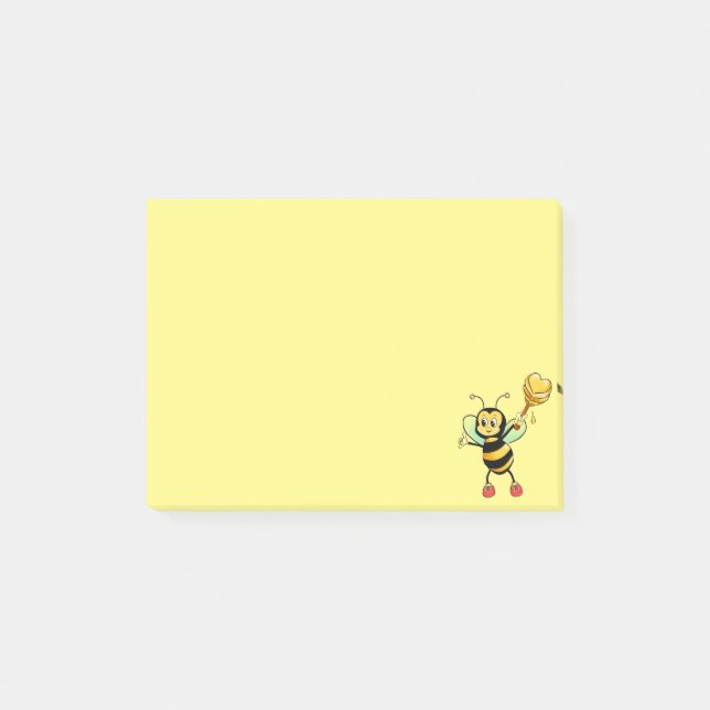 Post-it® Abeille de miel mignonne moderne sur jaune (Devant)