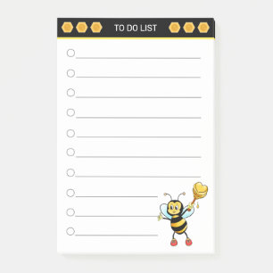 Post-it® Abeille miel mignonne sur les notes post-it noir e