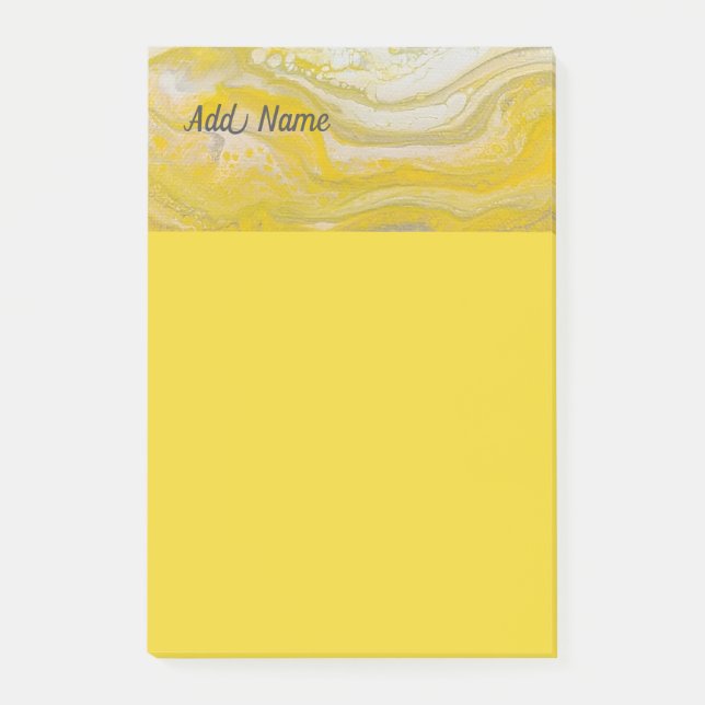 Post-it® Abstrait gris jaune Poster personnalisé Note 4x6 (Devant)