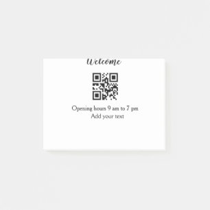 Post-it® Accueil simple ouverture bienvenue code barre QR a